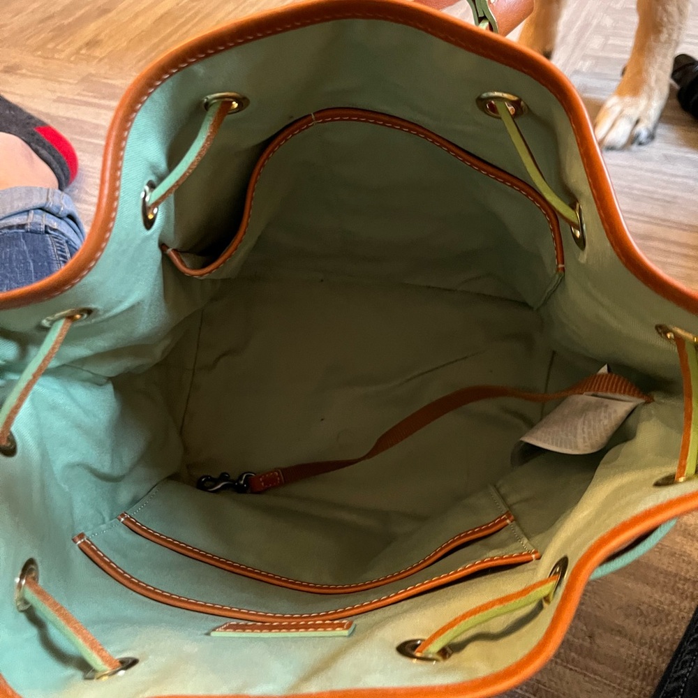Dooney & Bourke Blue Llama Print Bucket Bag - Picture 4 of 6